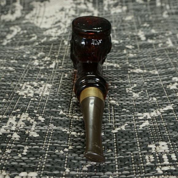 Vintage Avon Smoker Pipe Man Face After Shave Bottle Amber Glass Collectible - Picture 4 of 5